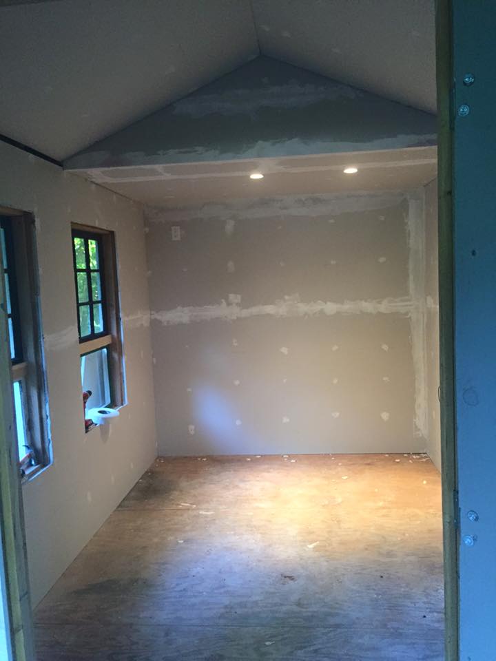 Drywalling myshedpup